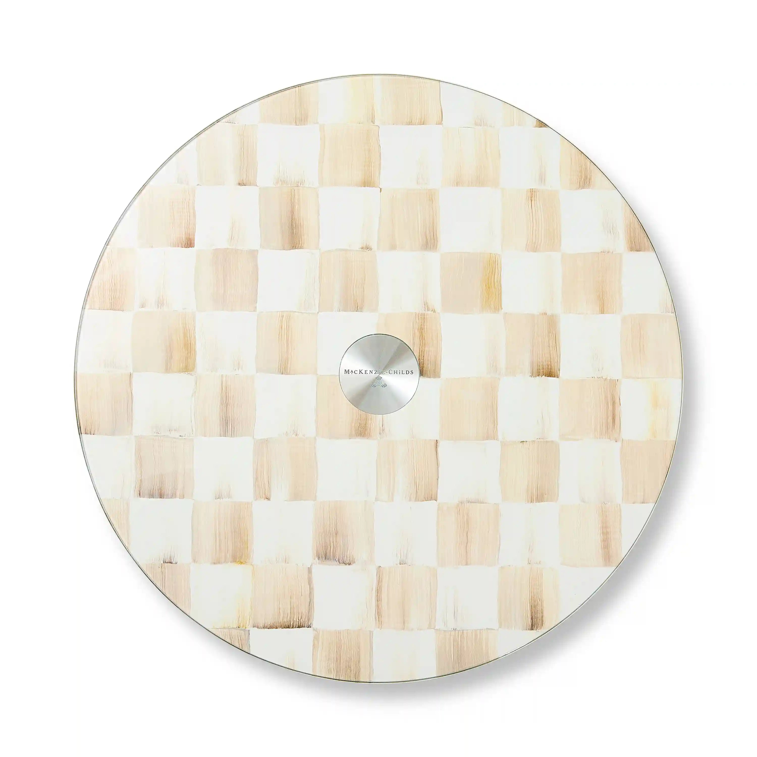 Mocha Check Glass Lazy Susan