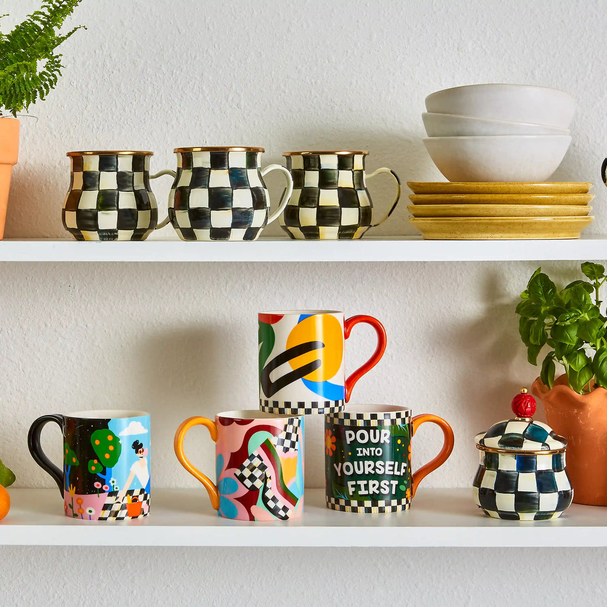 Violet Check Mug