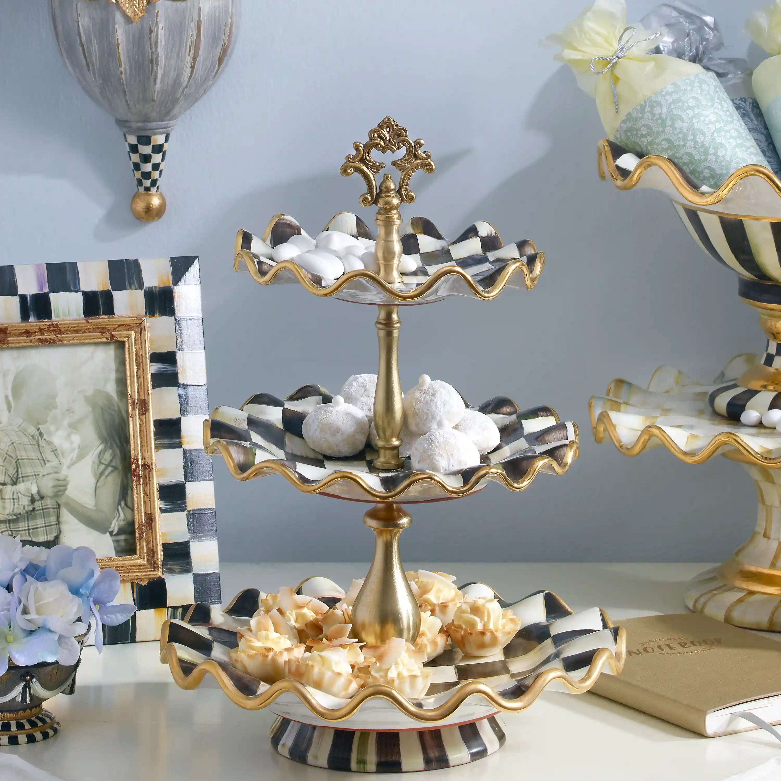 Rosy Check Ceramic Three Tier Sweet Stand