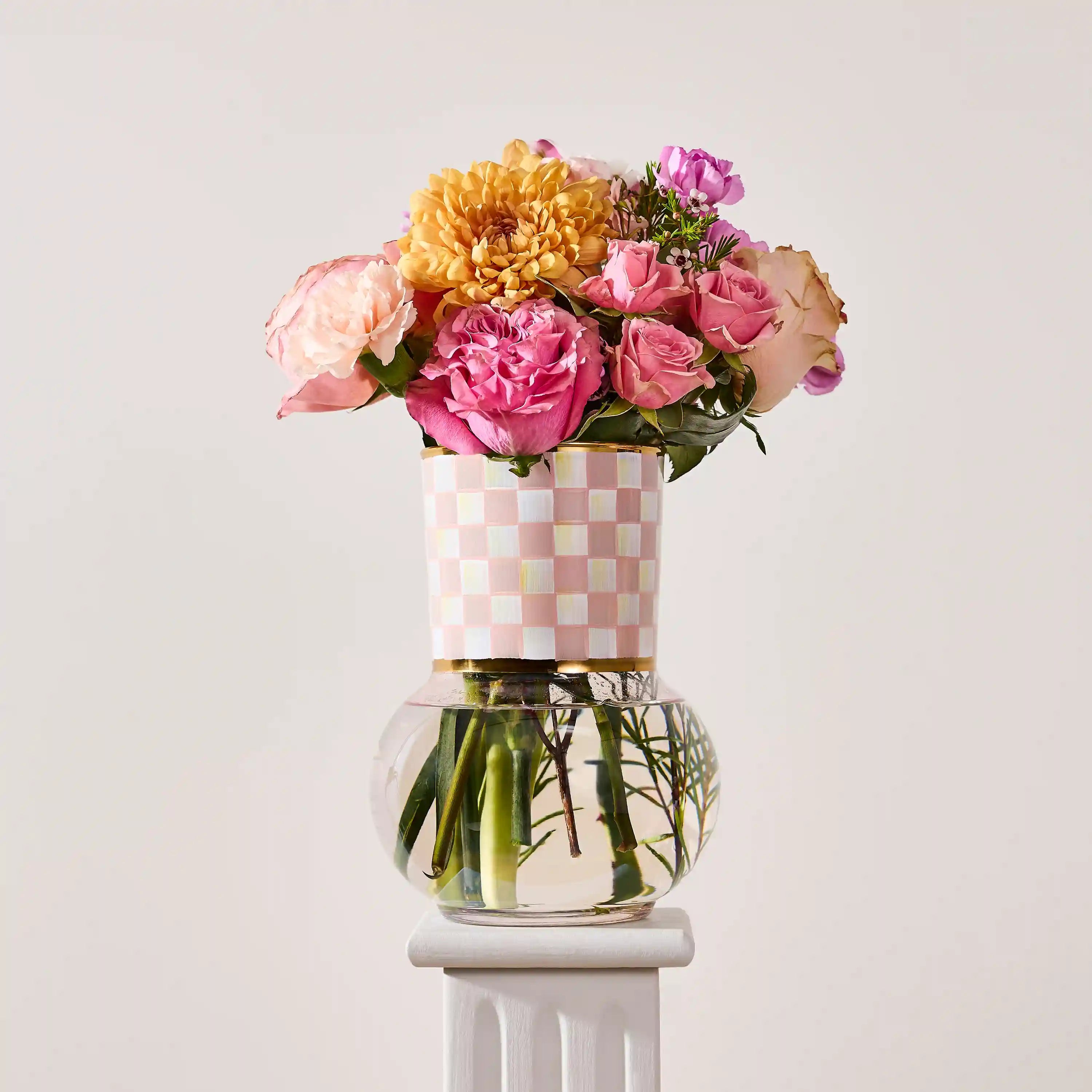 Rosy Check Glass Vase