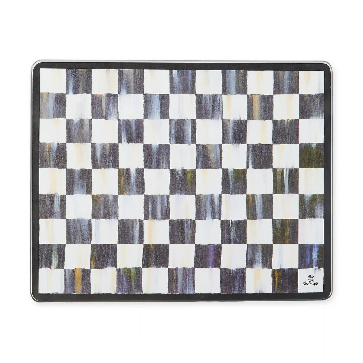Mocha Check Glass Cutting Boards, Set of 2