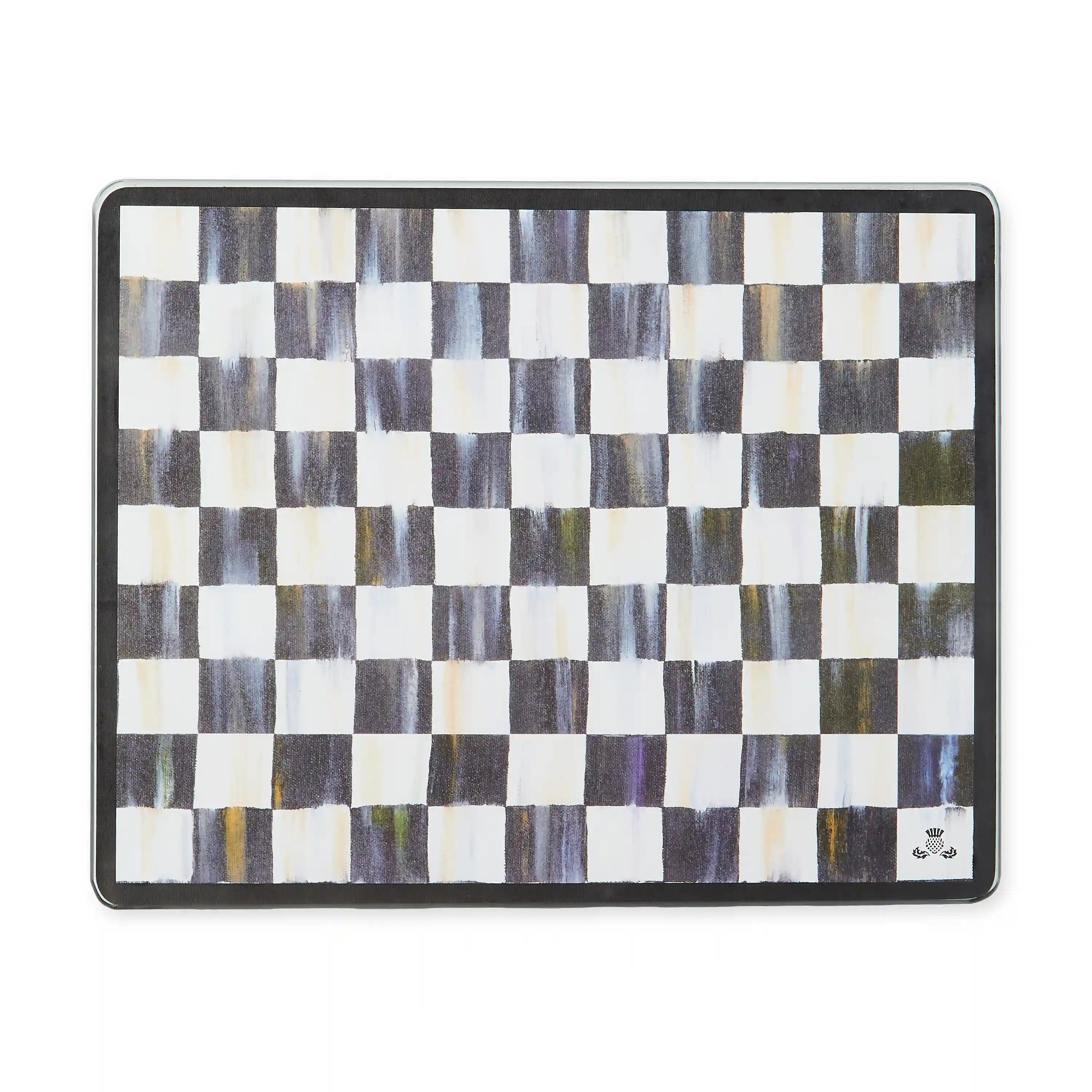 Violet Check Glass Cutting Boards, Set of 2