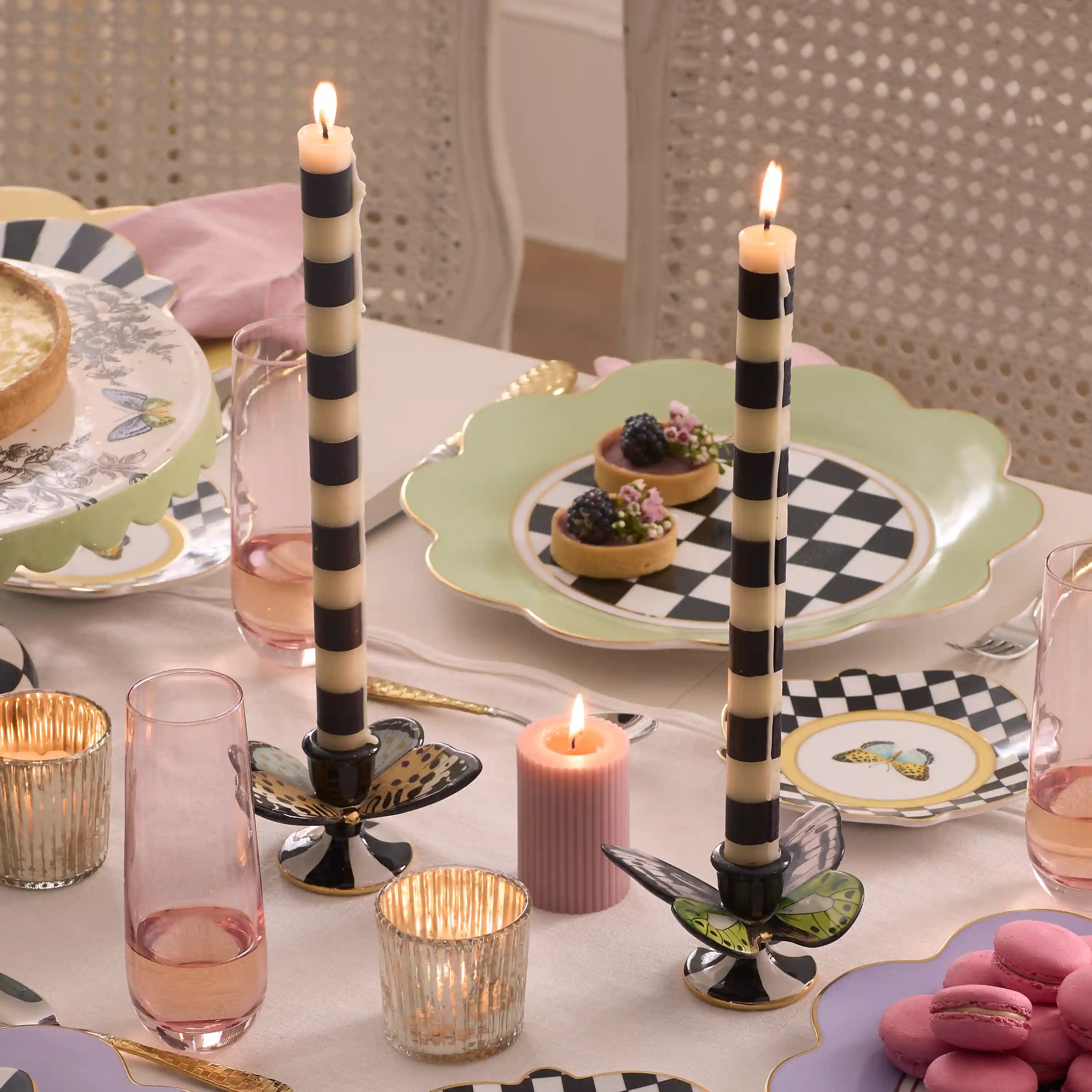 Rosy Check Butterfly Candle Holders, Set of 2