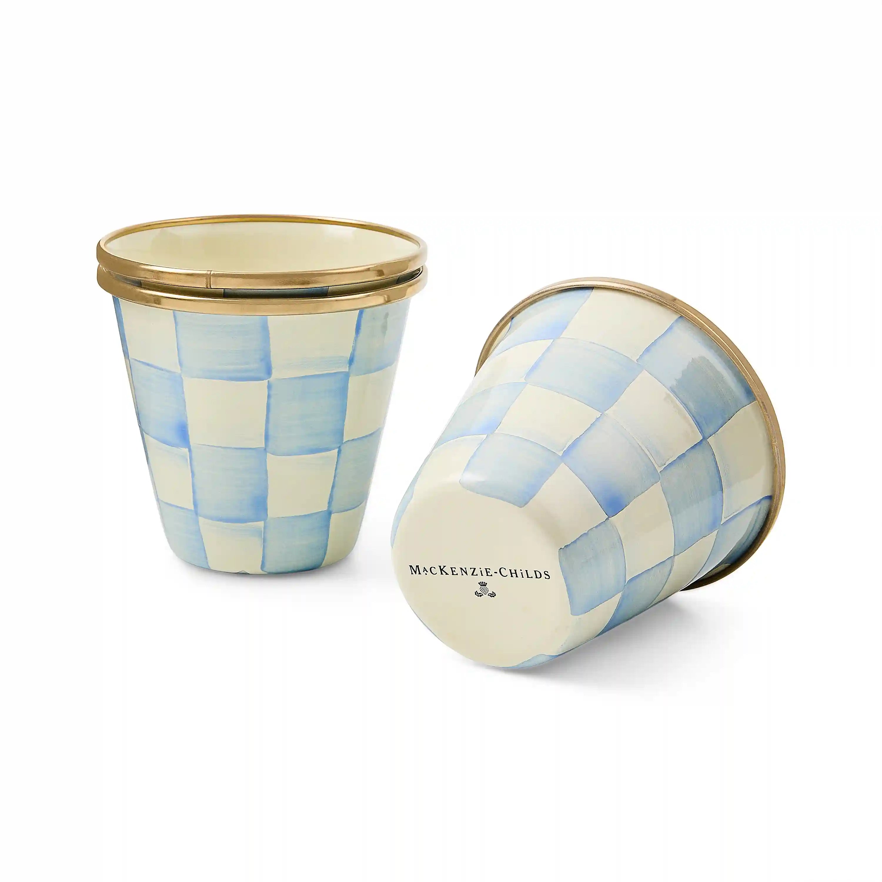 Mocha Check Herb Pots, Set of 3