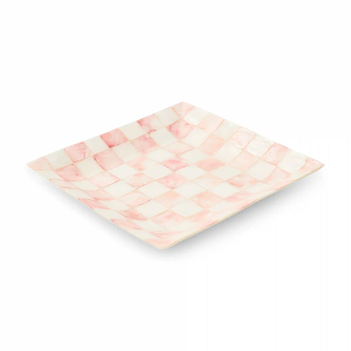 Violet Check Capiz Catchall Tray