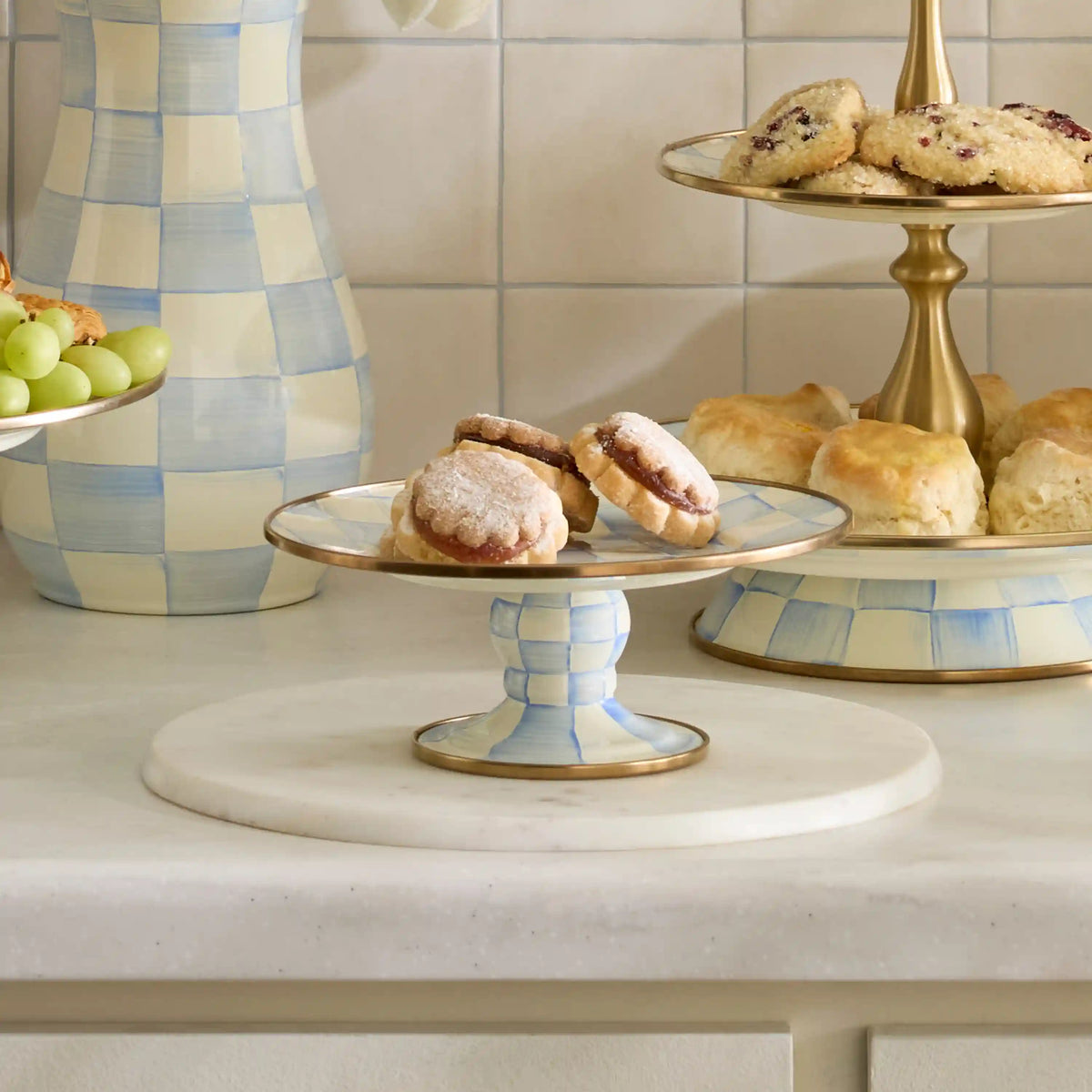 Courtly Check Large Pedestal Platter