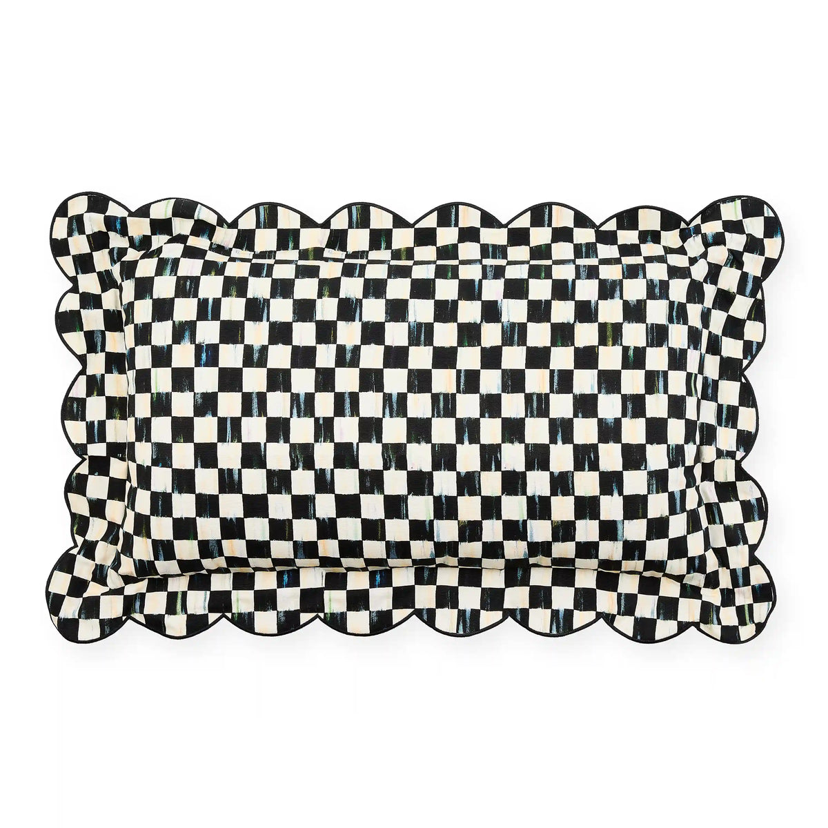 Courtly Check Reversible Scalloped Lumbar Throw Pillow