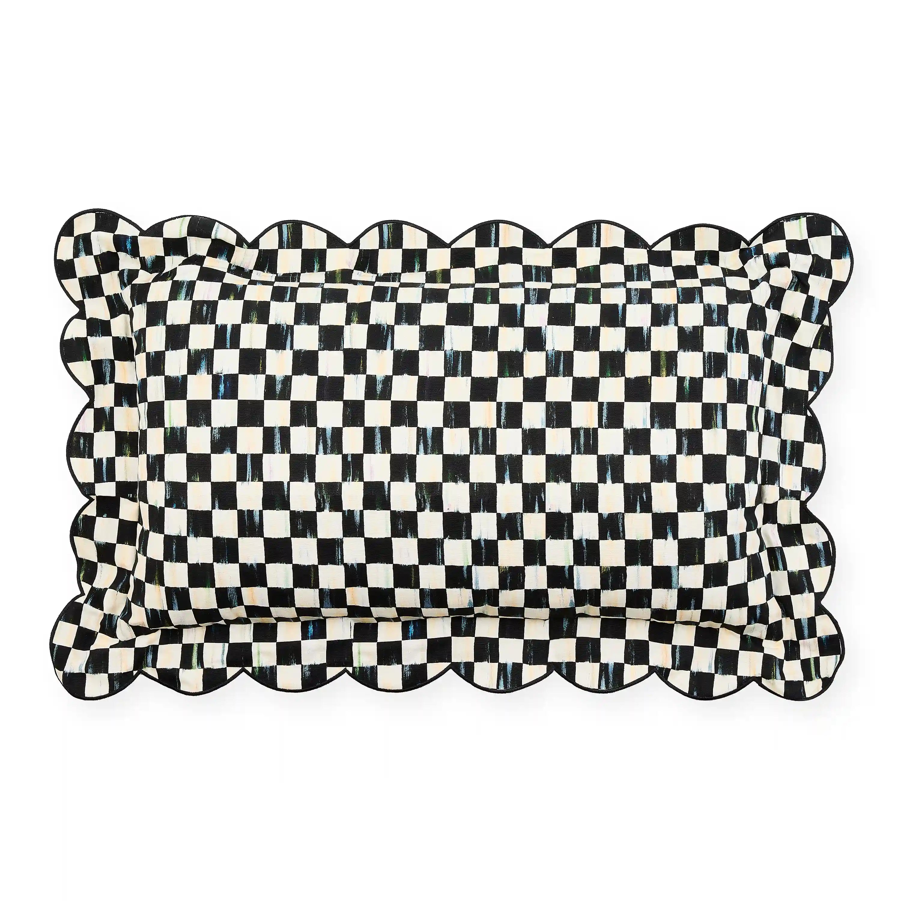Rosy Check Reversible Scalloped Throw Pillow