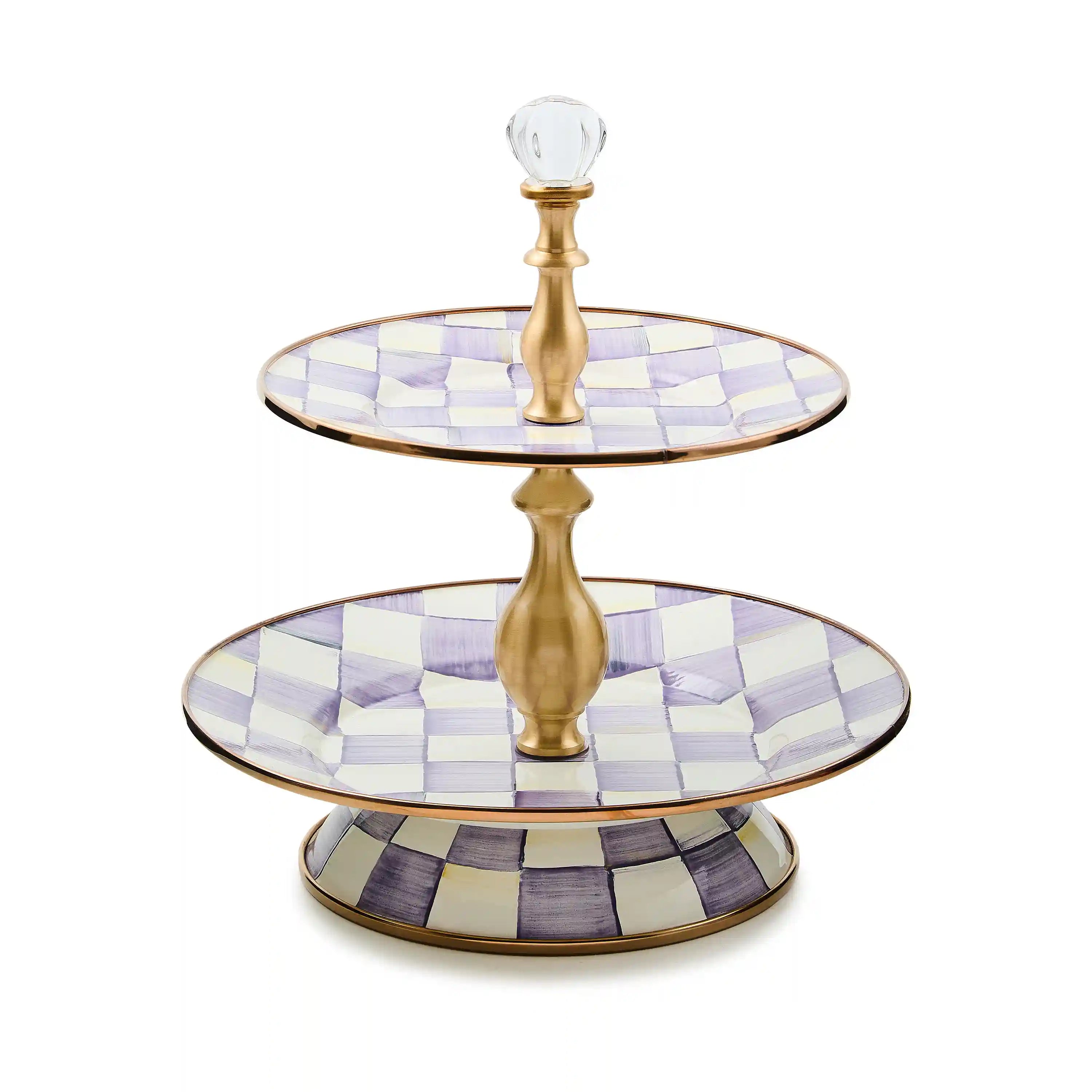 Emerald Check Two Tier Sweet Stand
