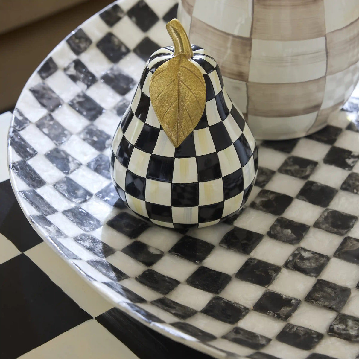 Violet Check Decorative Capiz Bowl
