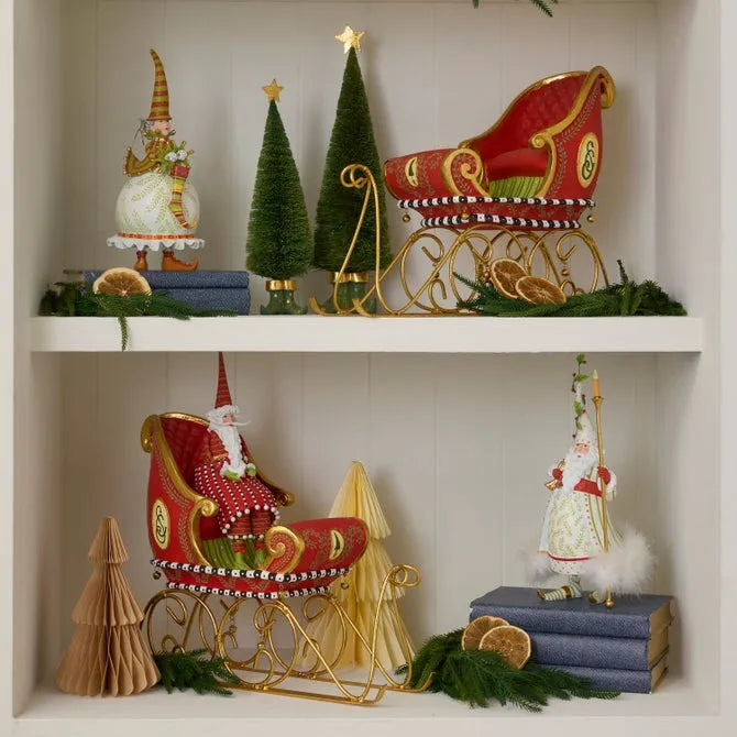 Patience Brewster Dash Away Sitting Santa & Sleigh Figure Set