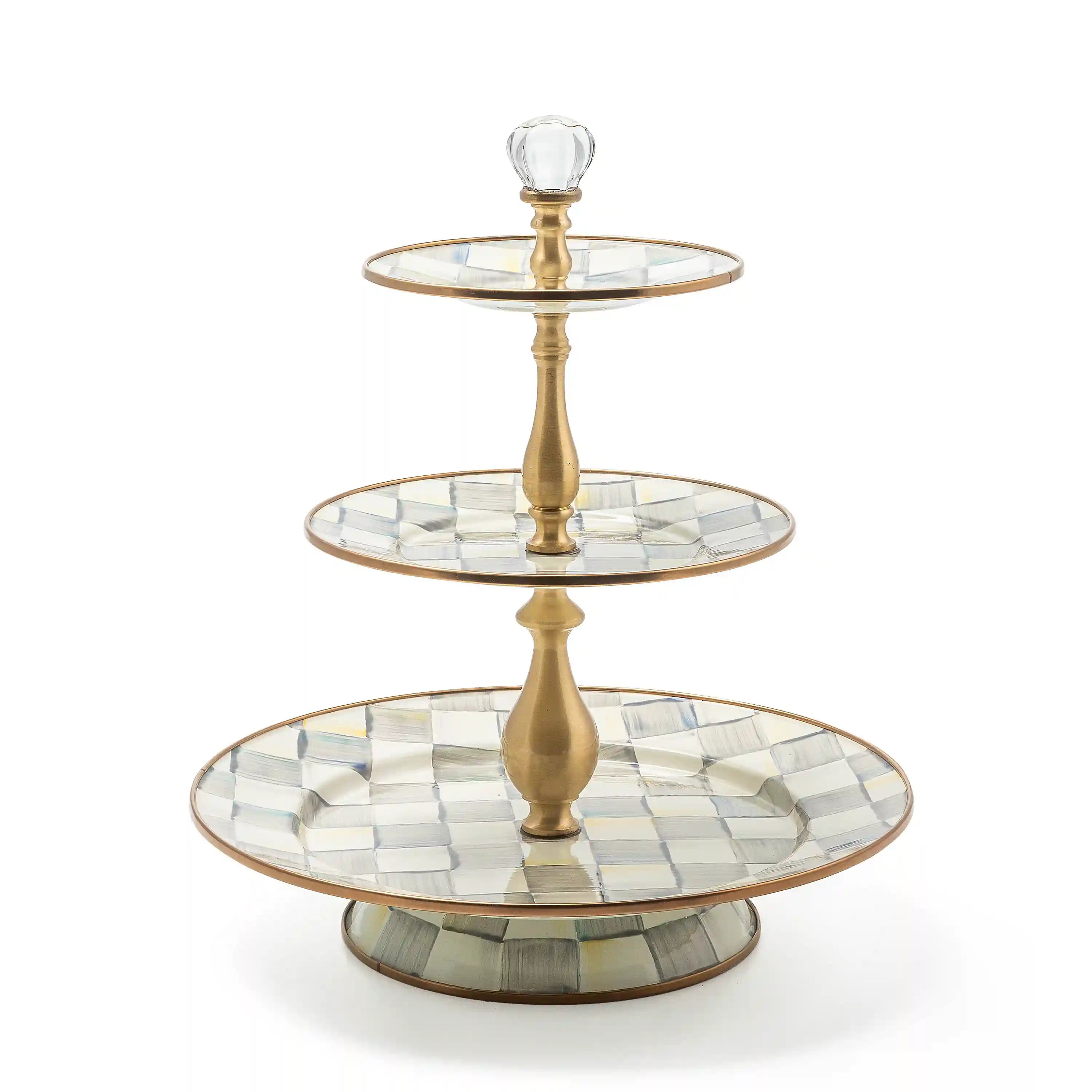 Violet Check Three Tier Sweet Stand