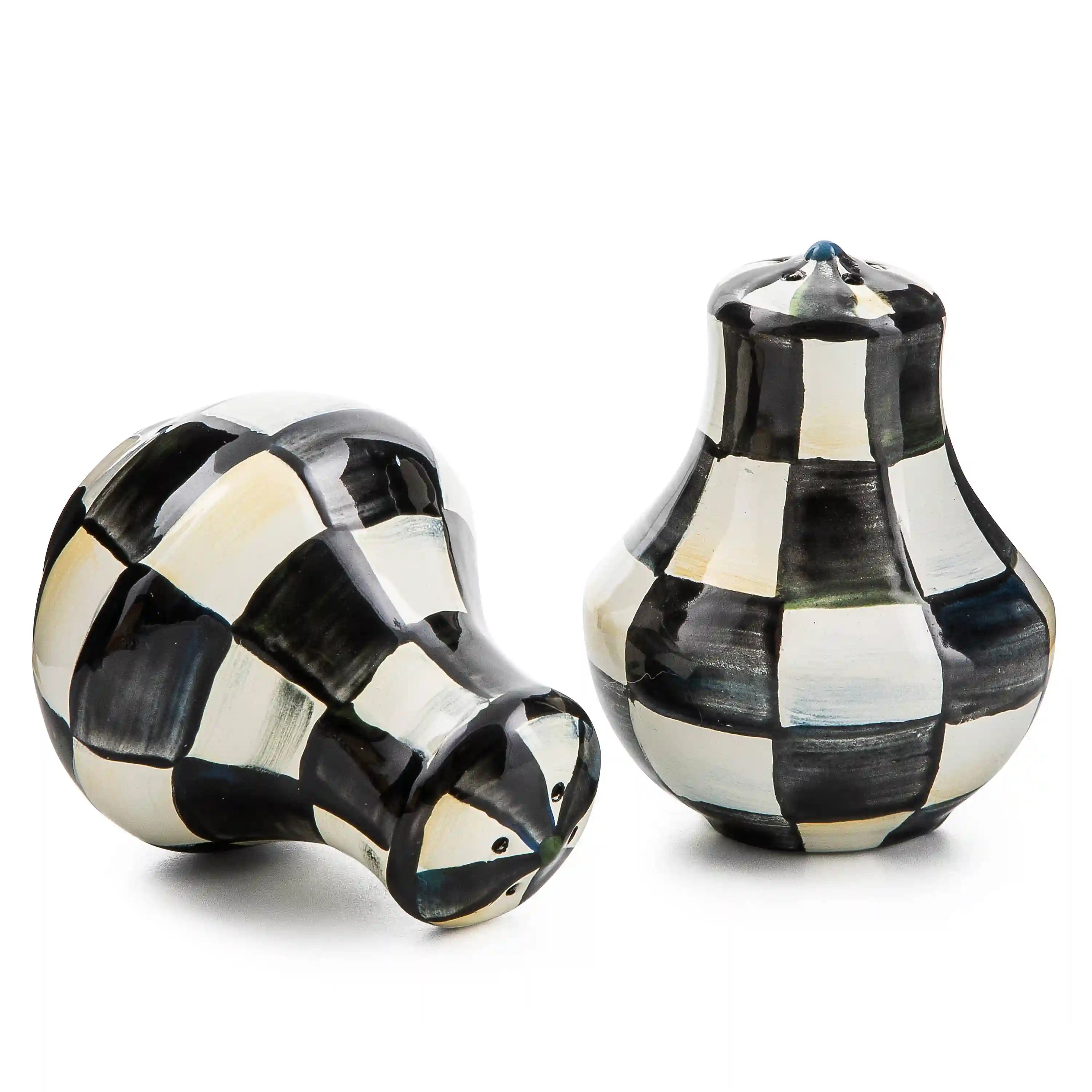 Violet Check Large Salt & Pepper Shakers