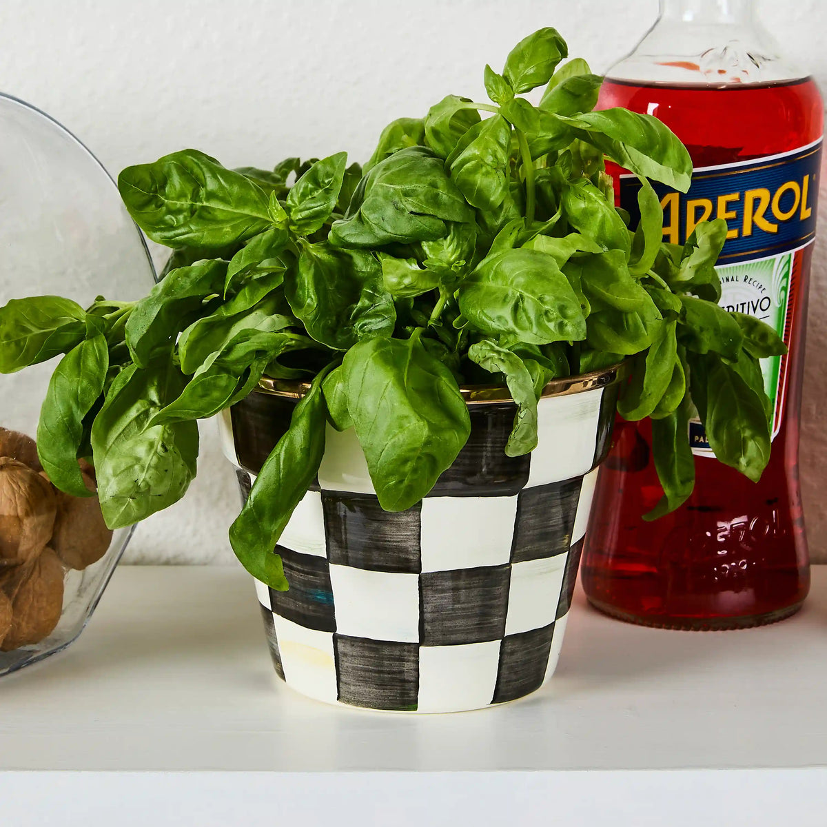 Mocha Check Small Garden Pot