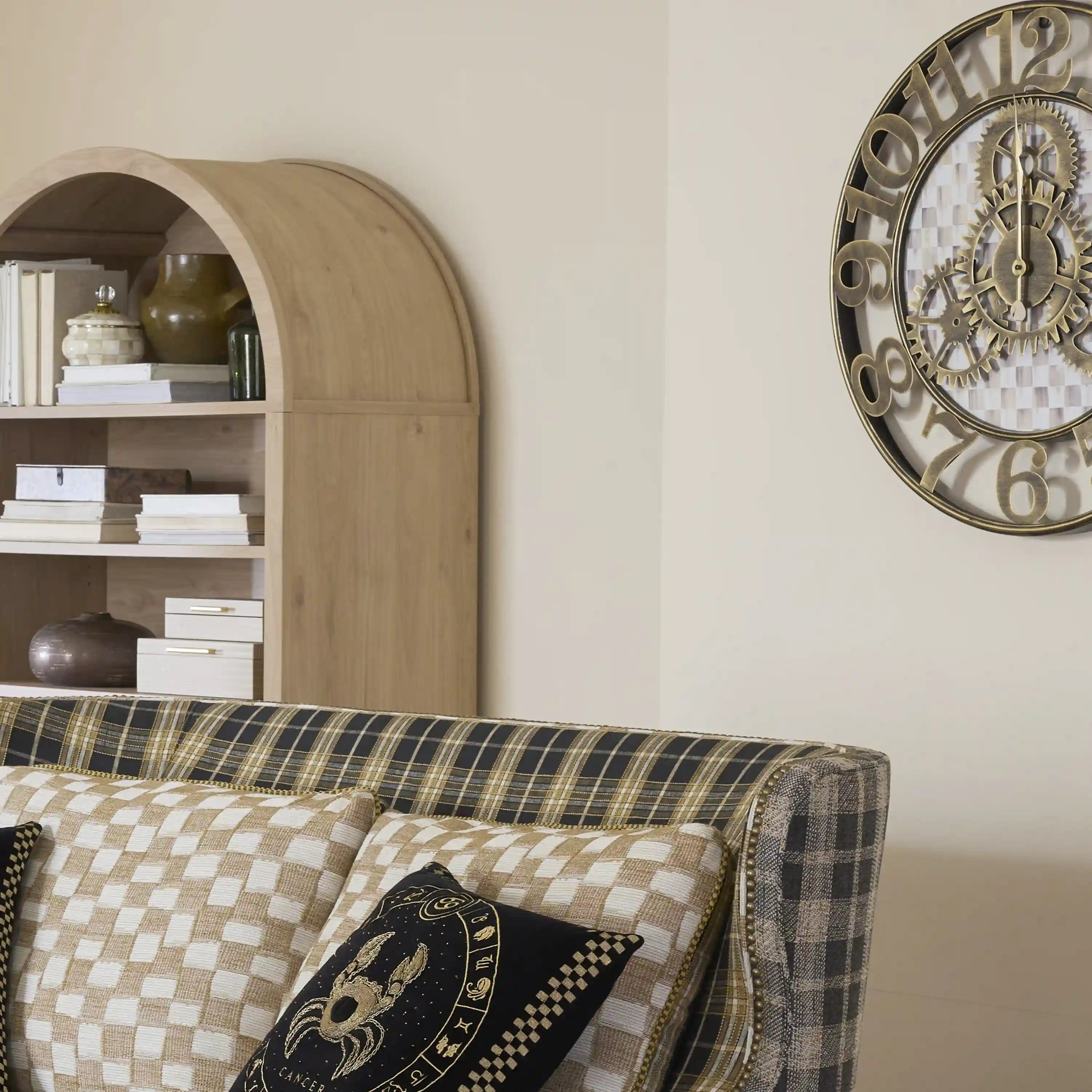 Mocha Check Small Farmhouse Wall Clock
