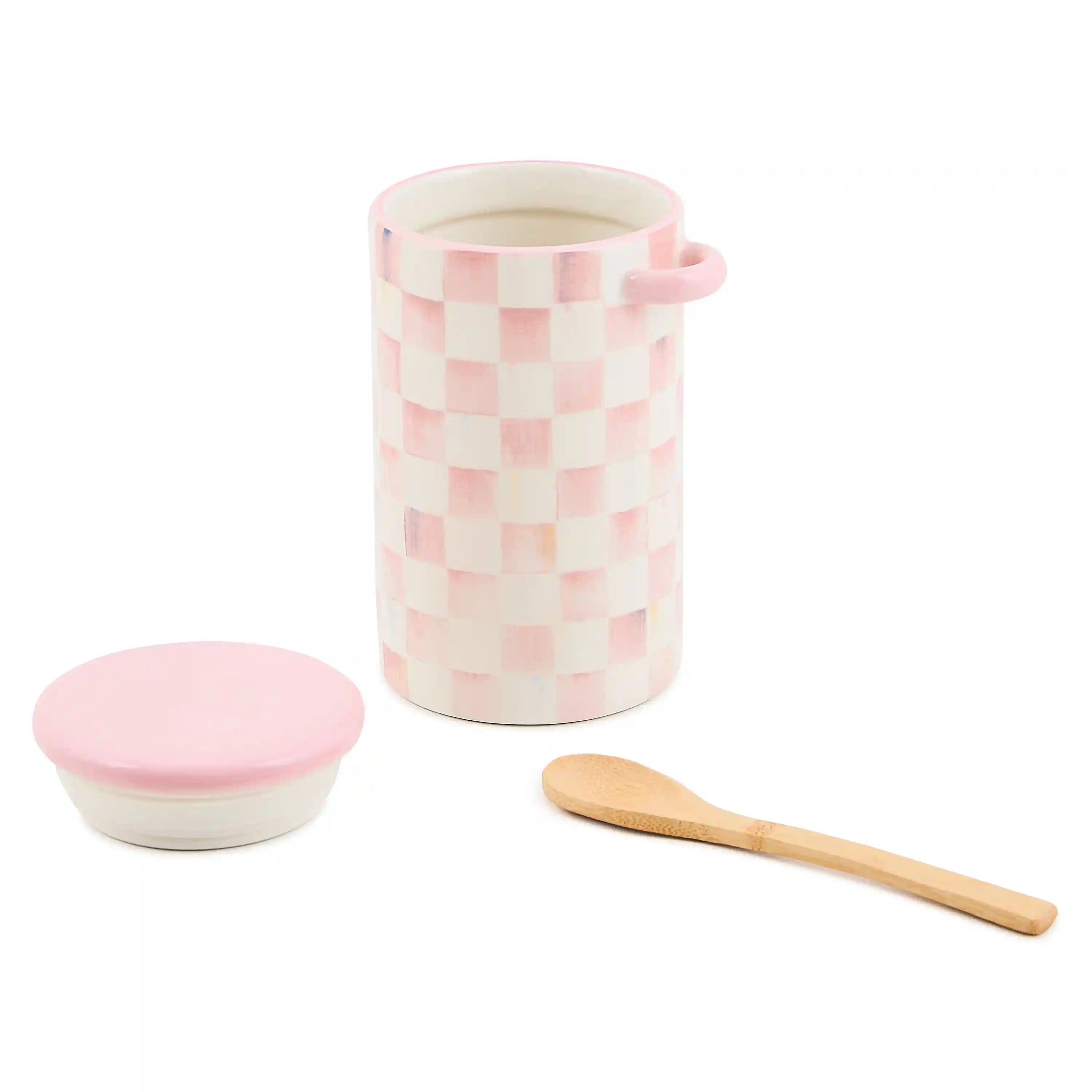 Mocha Check Farmhouse Canister, Set of 2