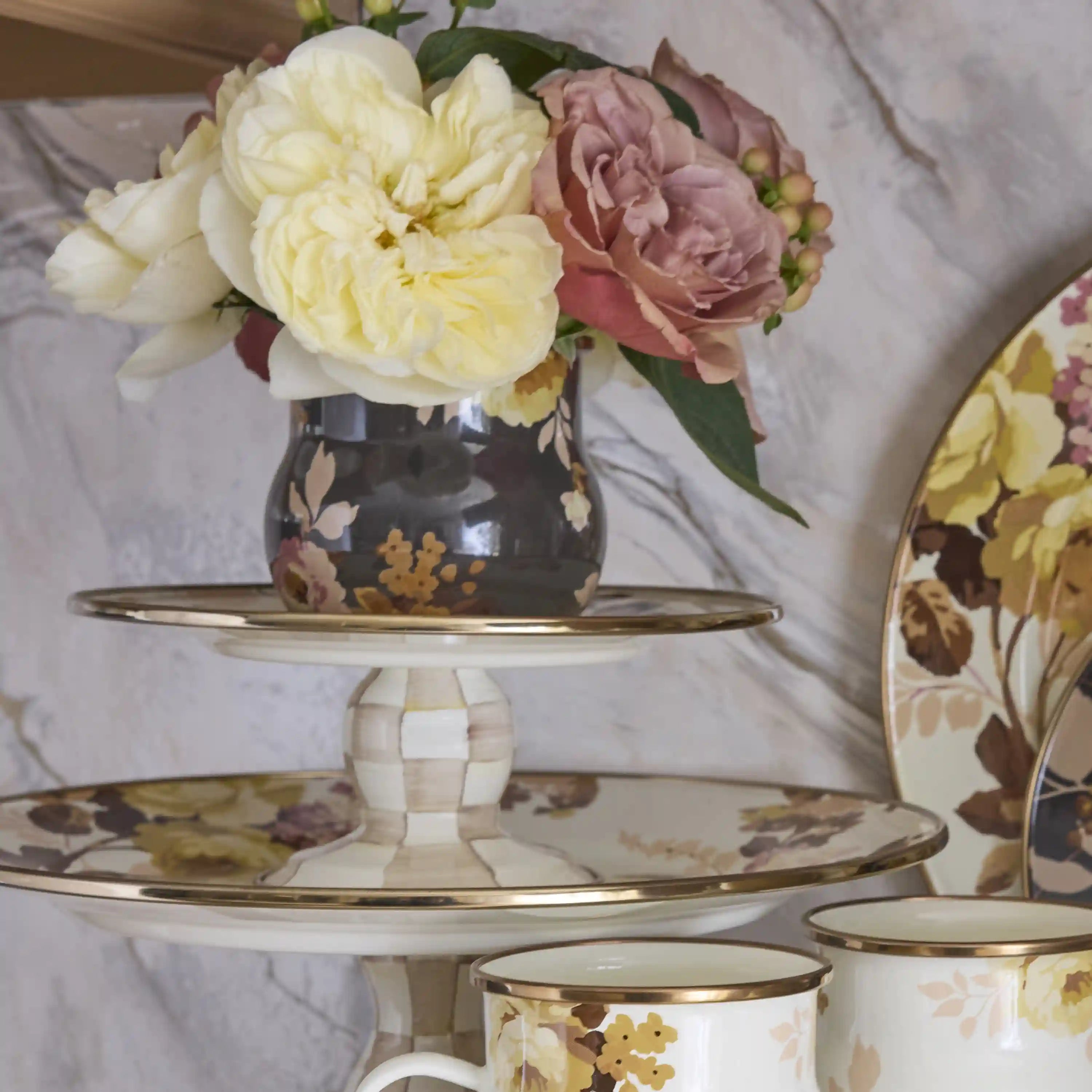 Wild Rose Mauve Large Pedestal Platter