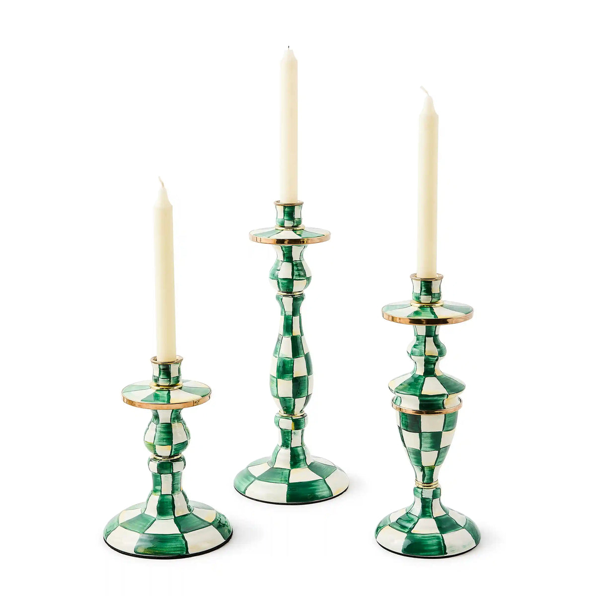 Mocha Check Large Candlestick