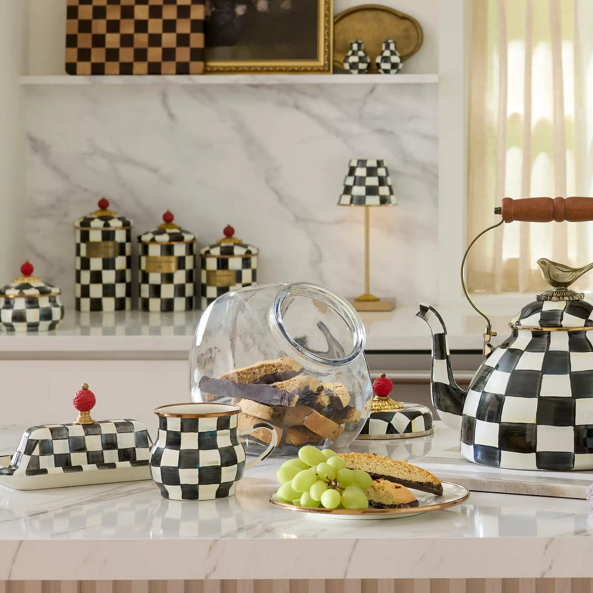 Cookie Jar with Royal Check Lid