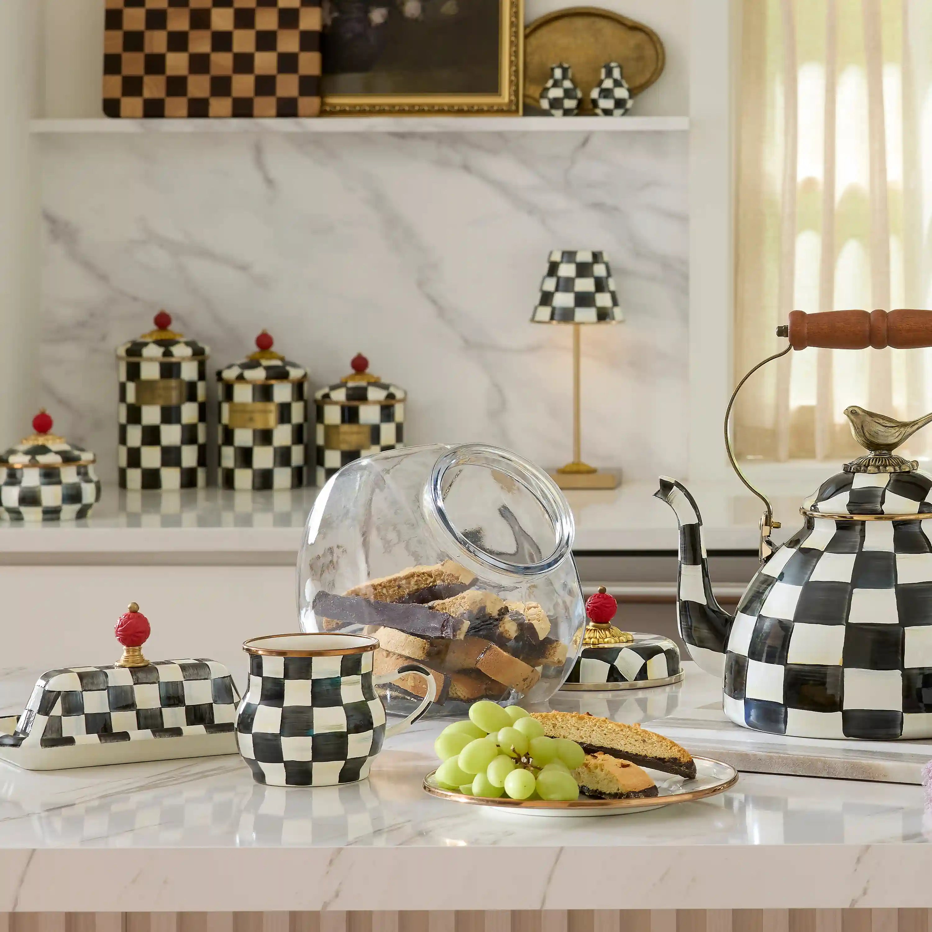 Cookie Jar with Sterling Check Lid
