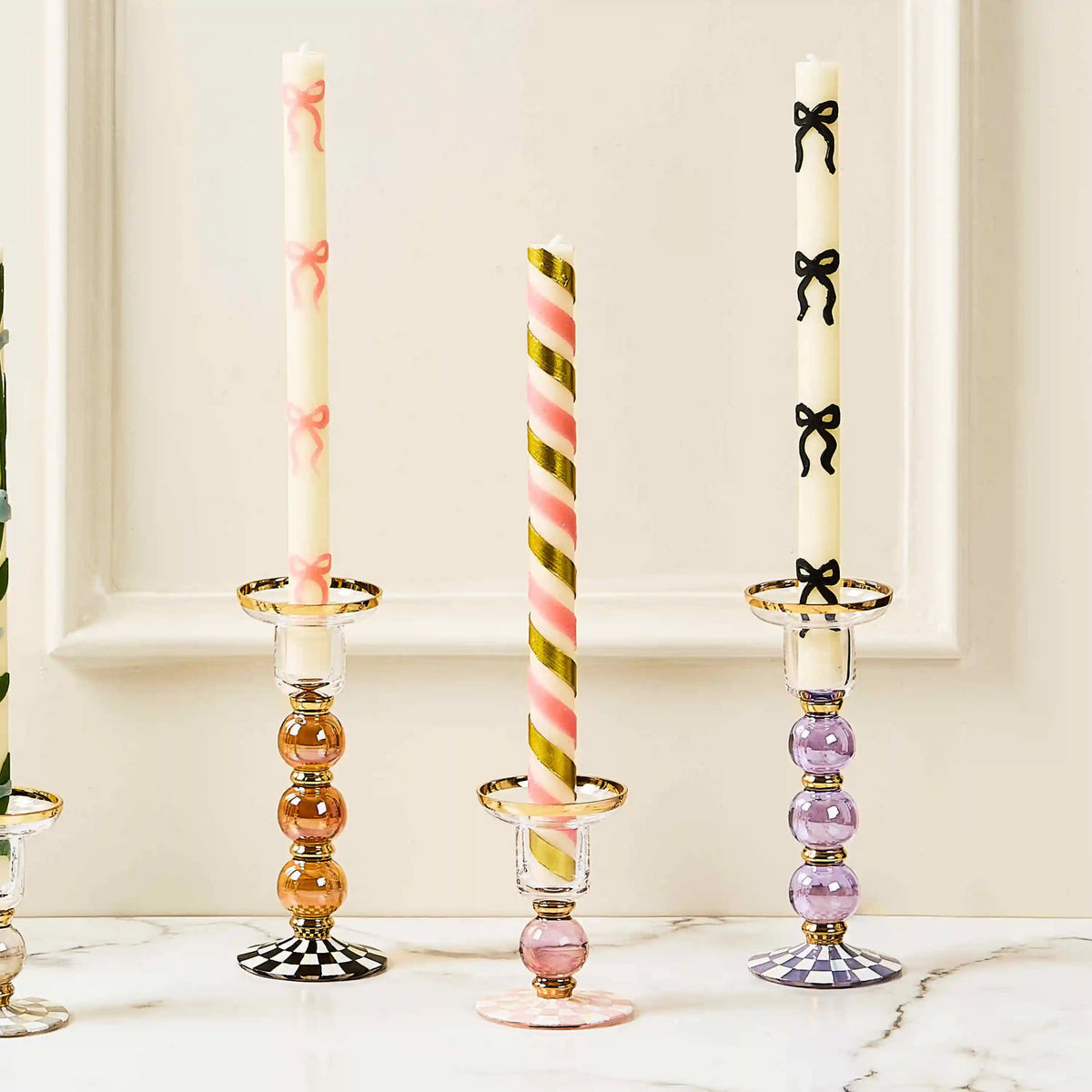 Courtly Check Large Glass Candlestick