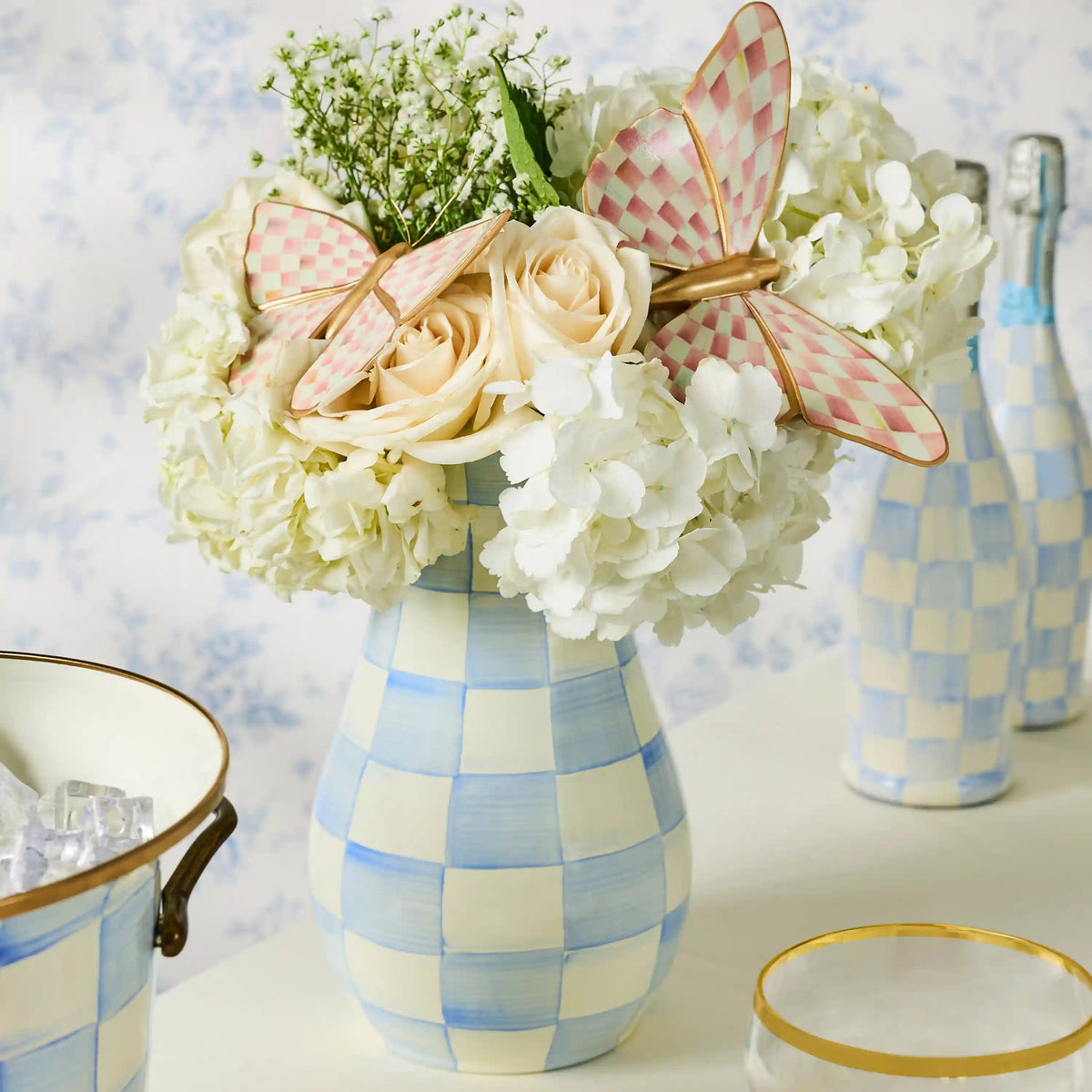 Mocha Check Tall Vase