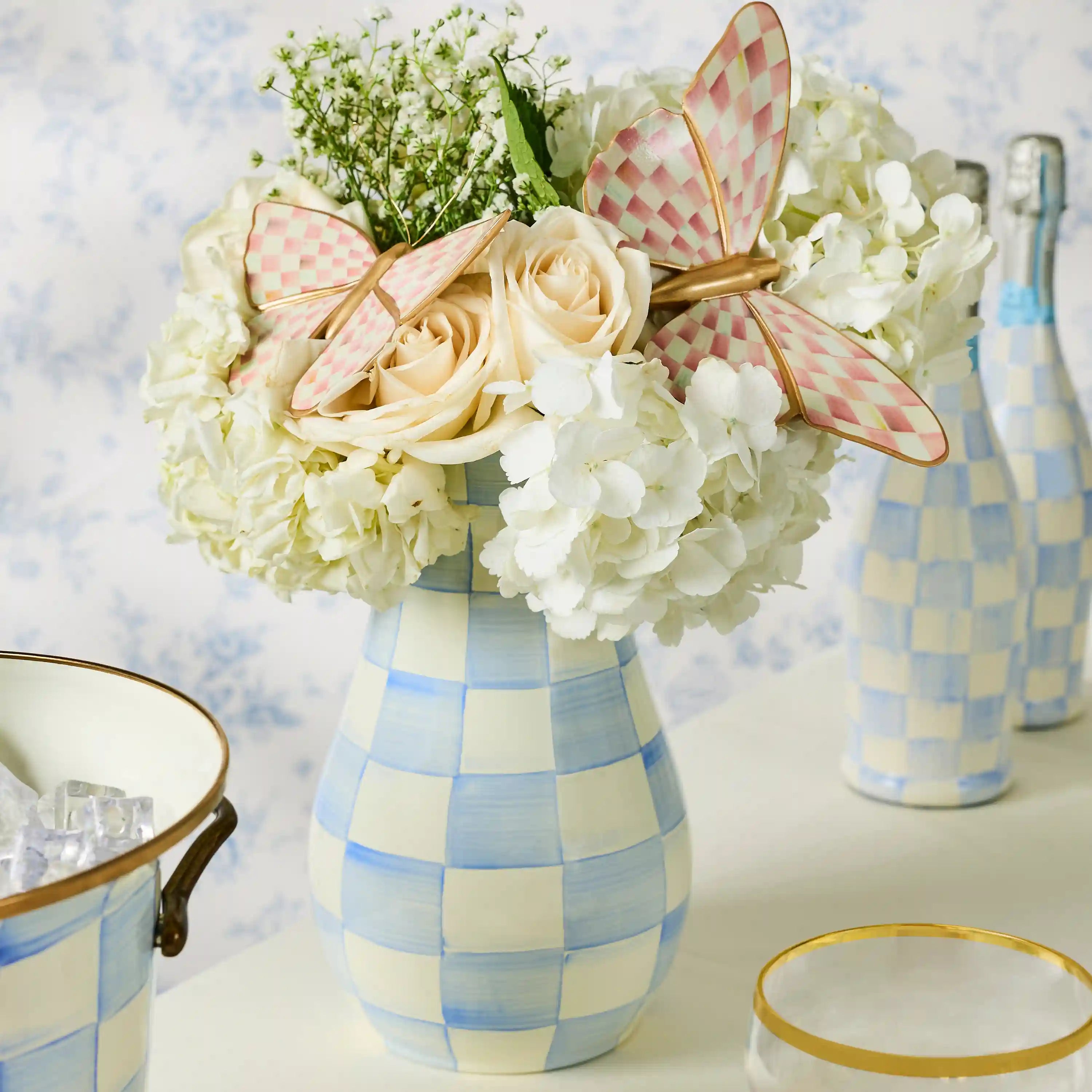 Sterling Check Tall Vase