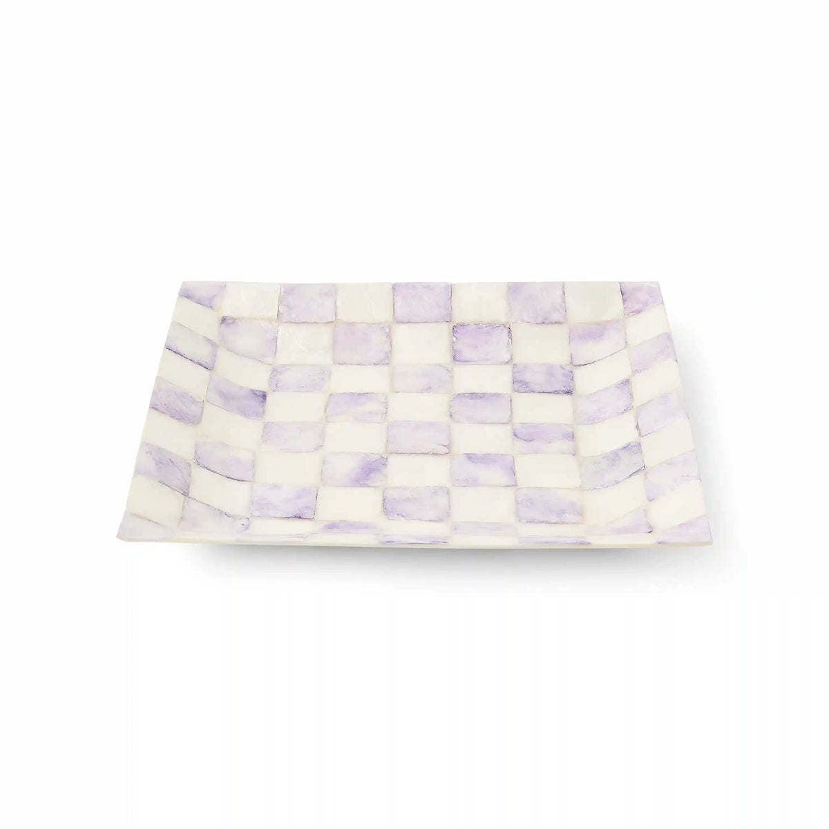 Violet Check Capiz Catchall Tray