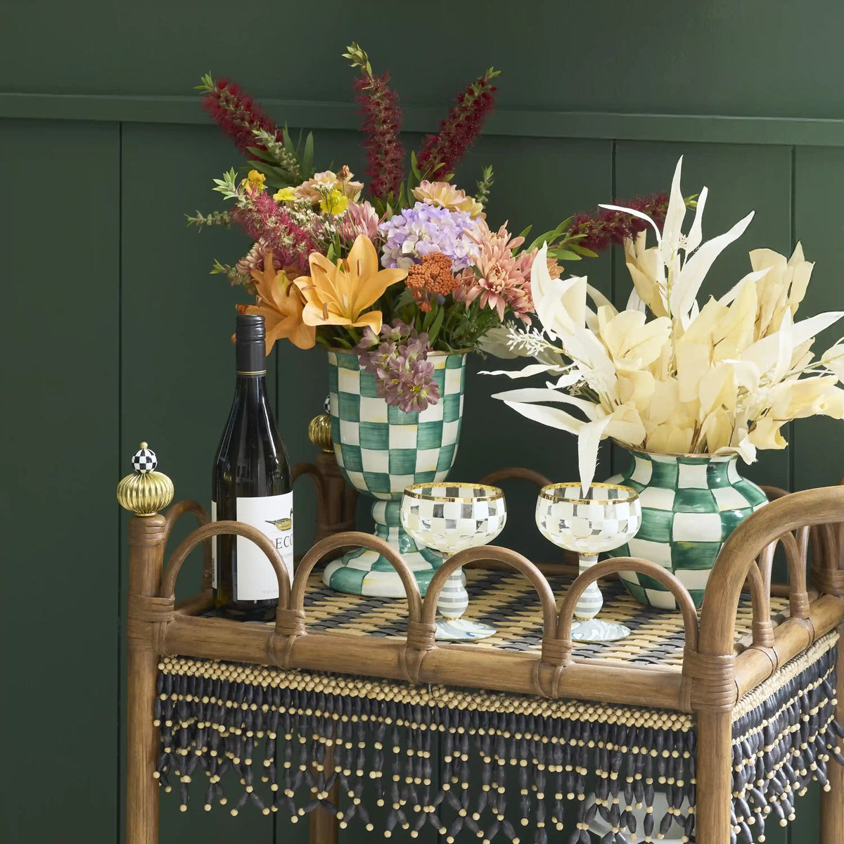 Mocha Check Pedestal Vase