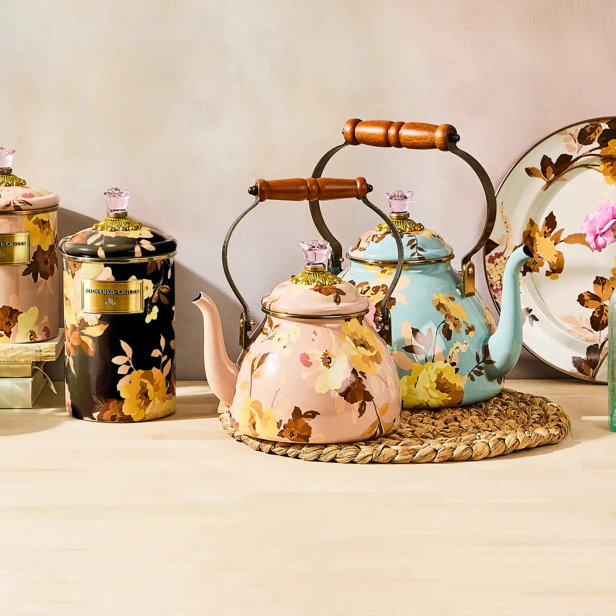 Wild Rose Mauve 3 Quart Tea Kettle