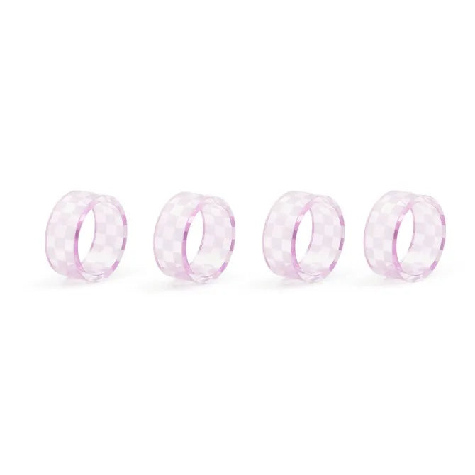 Lavender Check Napkin Rings, Set of 4