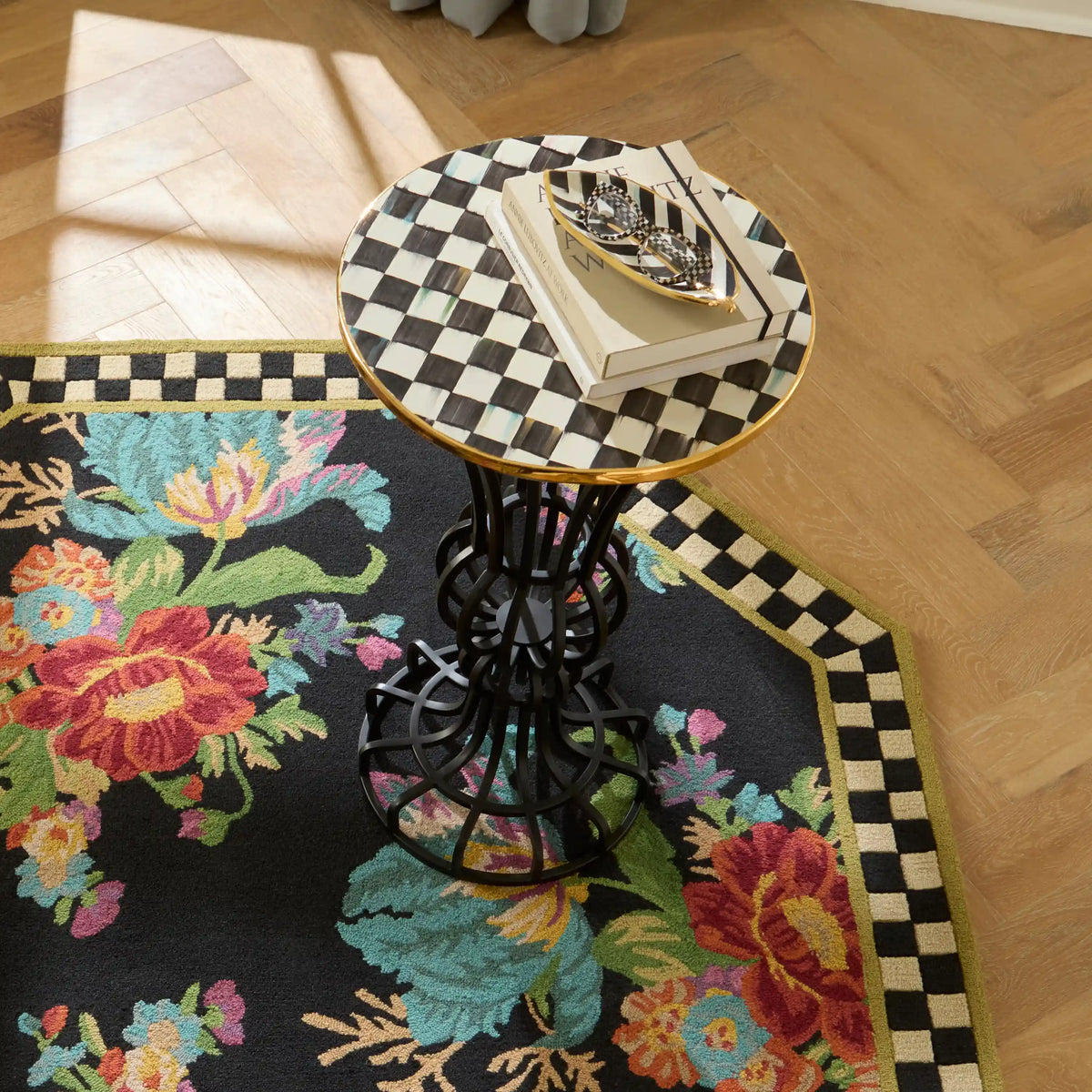 Courtly Check Pedestal Accent Table